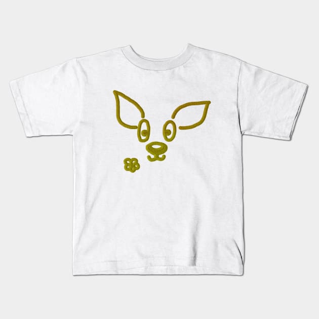 Cute Golden Deer Flower Kids T-Shirt by Whimsical Splendours